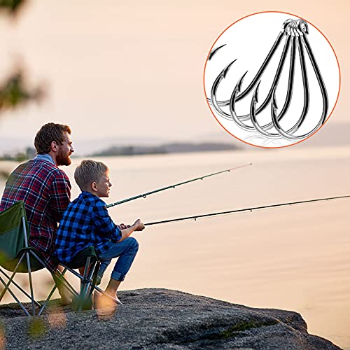 600 Stück Angelhaken, 10 Größen, Karbonstahl, Angelhaken mit Widerhaken, Meeresfischhaken mit Kunststoffboxen, Ösen… – Bild 6