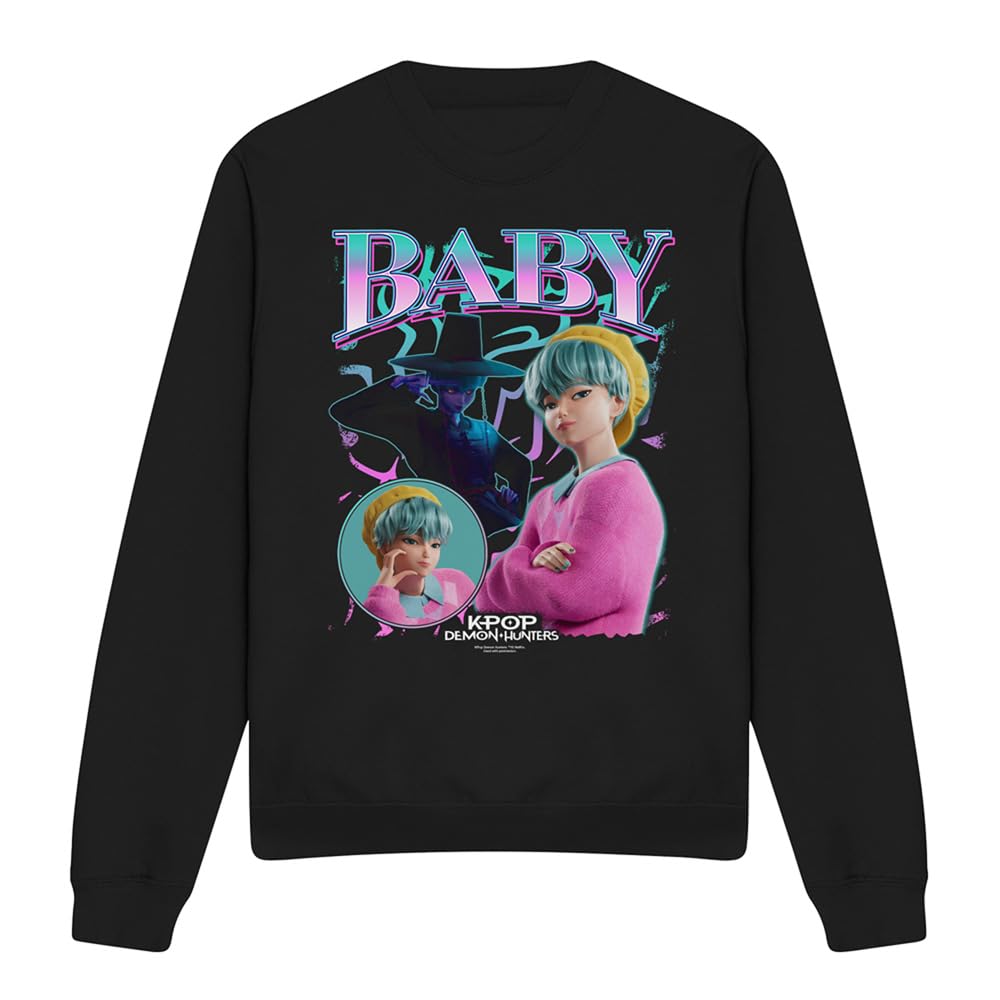 Kpop Demon Hunters Saja Boys Baby Homage Unisex Sweatshirt, Black, Small
