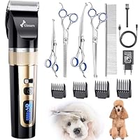 Gimars 6-in-1 Hundeschermaschine mit Profi Scheren-Set, 7000 U/min Leise Hunde Schermaschinen, Aufladbarer Kabellose Hundehaarschneidemaschine, Tierhaarschneidemaschine Hunderasierer für dichtes Fell