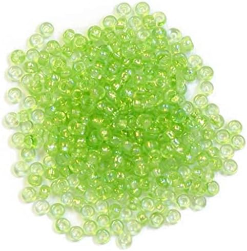 Czech Glass Seed Beads 10/0 (2.3mm Diameter) Transparent Light Green Rainbow AB DIY Jewelry Making Beads - 500g Bulk Bag by Preciosa (Jablonex)