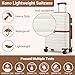 Kono Cabin Suitcase 55x40x20 Lightweight ABS + PC Hard Shell Carry On Trolley Case Small Travel Hand Luggage with 3 Digit Combination Lock Spinner Wheels (Cream/Brown)