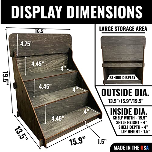 Wooden Portable Retail Table Display Stand Countertop 3 Step Riser Craft Shows, Farmers Markets Tradeshows |No Hardware Assembly Flat Pack Soap Display CBD Jewelry Spices Cups Tumblers Coasters - Thumbnail 2