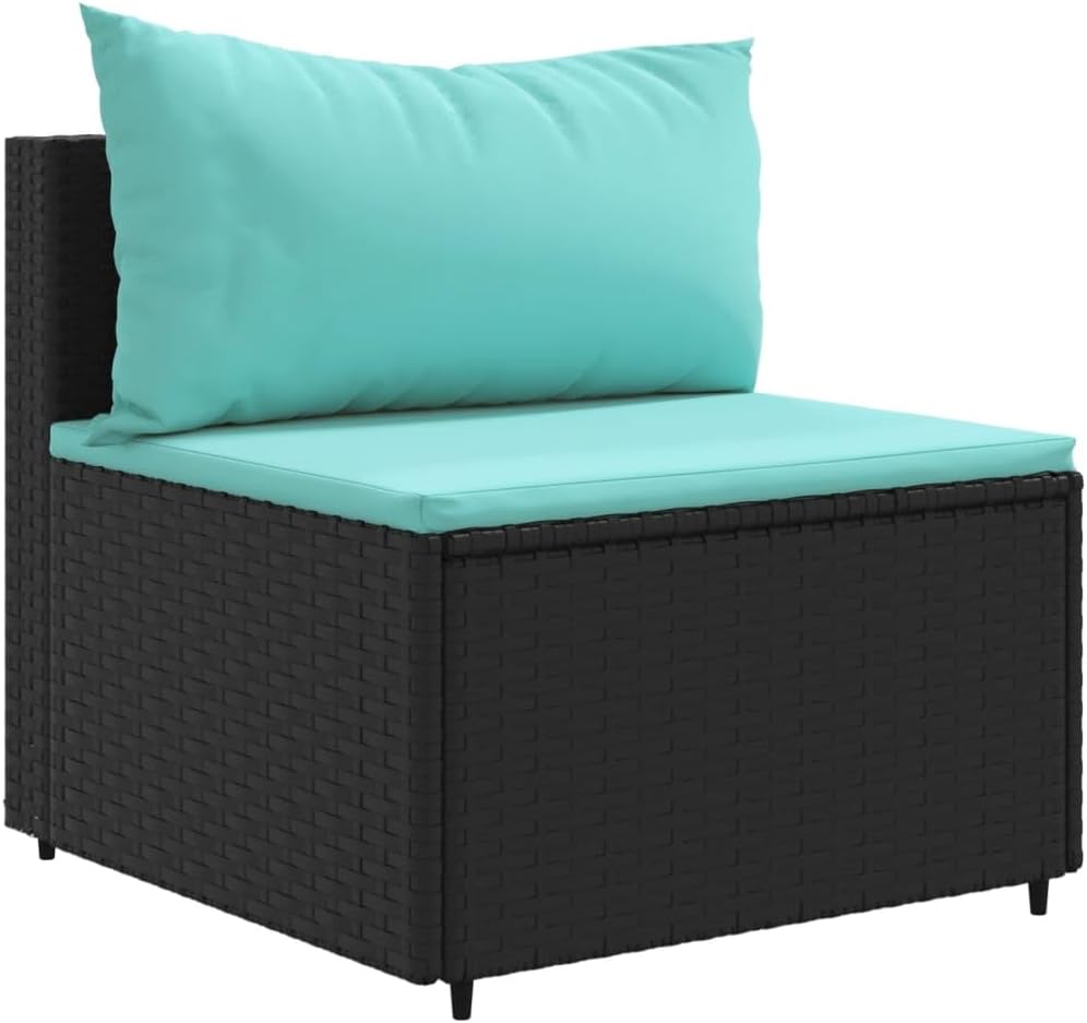 Outdoor loveseat,Backyard Furniture,4 Piece Patio Lounge Set with Cushions Black Poly RattanSuitable for Patio, Garden, Gazebo Low
