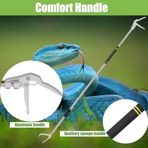 Greeily Pinça de cobra, ferramenta de garra de cobra de 169 cm para pinças de cascavel e répteis, ga