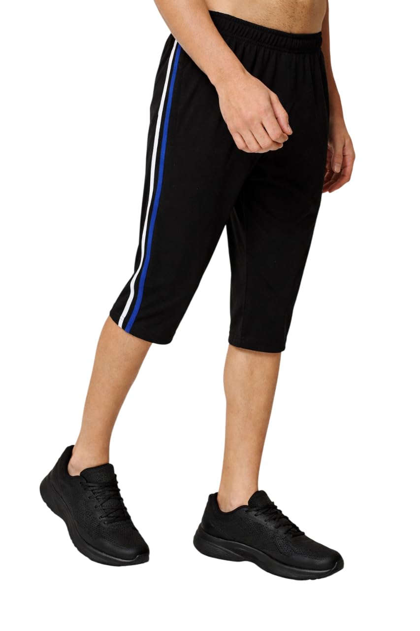Men’s Capri Shorts with Side Stripe Detail (BK-8XL) Black-image-14
