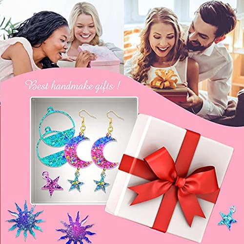 173PACK Silicone Resin Earring Mold -Sun Moon Stars Ring Resin Casting Molds with Hole, DIY Epoxy Resin Jewelry Making Kit for Women Earrings Crafts/ Jewelry Making/ Necklace/ Pendant/ Keychains