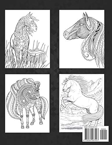 Adult Coloring Book Horses Relaxation: Coloring Book Horse Stress Relieving 50 One Sided Horses Desi