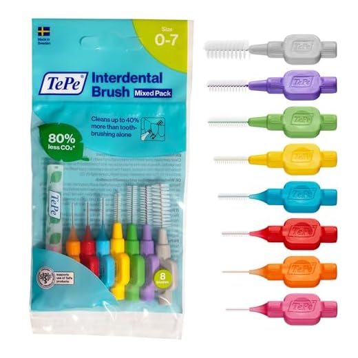 TePe Interdental Brush, Original, Mixed Pack, 0.4-1.3 mm/ISO 0-7, 8pcs, plaque removal, efficient clean between the teeth, tooth floss, for narrow gaps