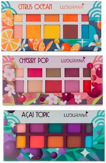 Ludurana Kit 3 Paletas de Sombras Matte, Alta Pigmentação, 30 Cor...