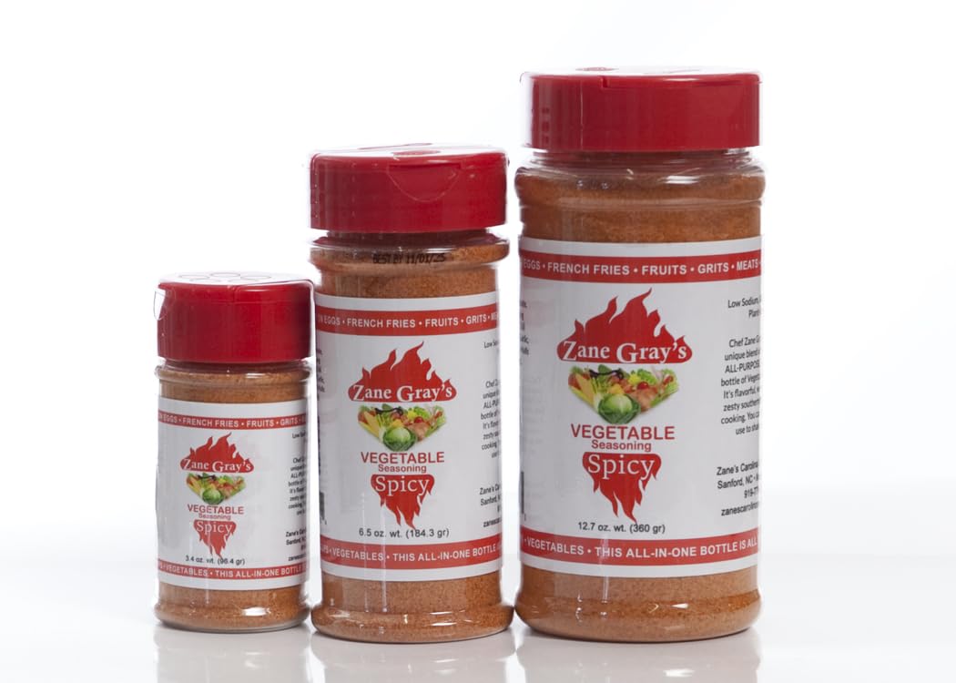 Zane Gray's Vegetable Seasoning Spicy Vegetable Seasoning (3.4, 6.5, 12.7 Ounce (Pack of 3))