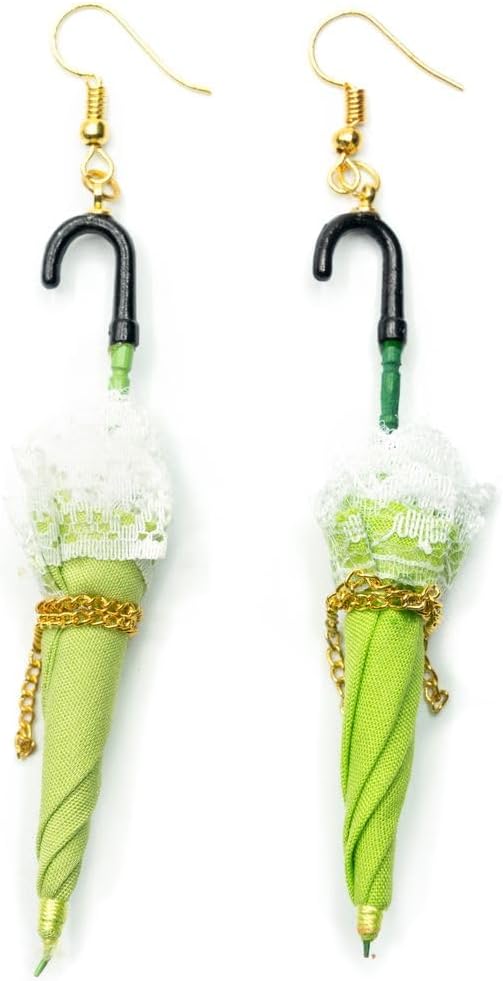 Miniblings Umbrella Earrings Hanger Parasol Dollhouse Miniature green - Handemade Fashion Jewelry I Earrings Pendant gold-plated