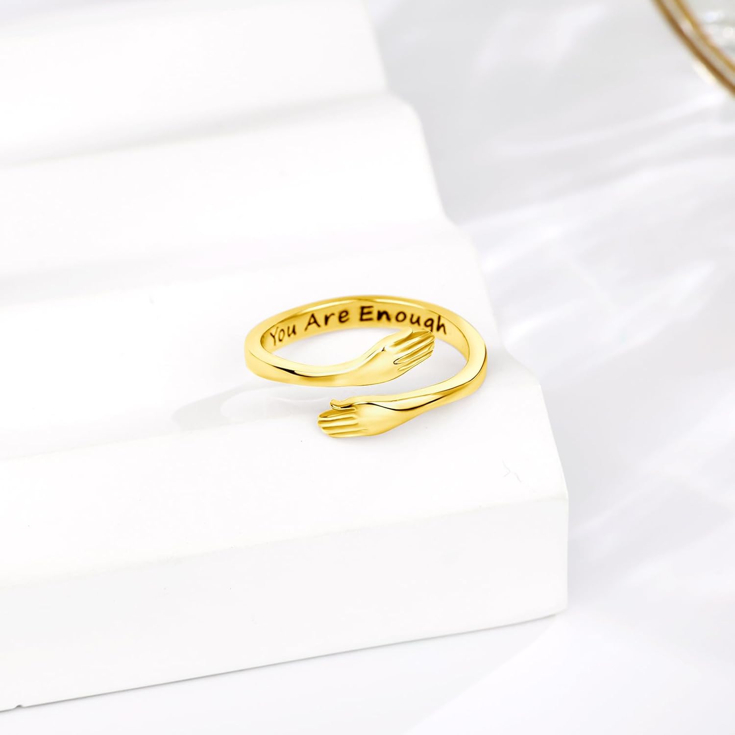 INFUSEU Cute Hug Rings for Women Granddaughter Daughter Hope Love Inspirational Gifts - Image 2