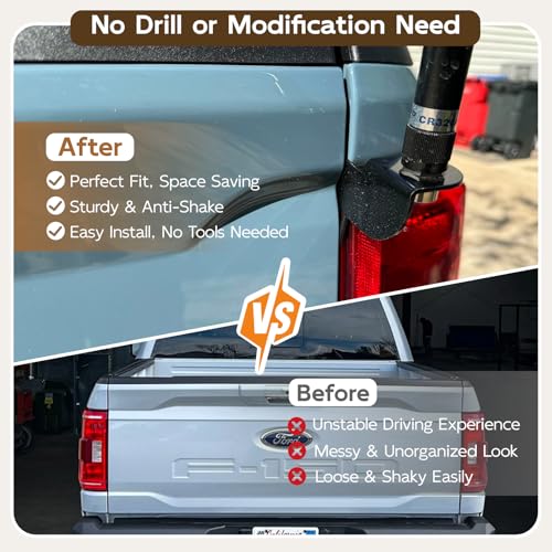 Image of F150 CB Antenna Mount Bracket (Driver Side), Tailgate Flagpole Antenna Mounting Bracket Compatible with Ford F-150 2015-2023