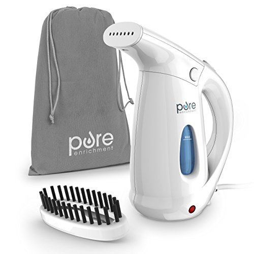 Pure Enrichment PureSteam Deluxe Handheld Garment Steamer - Lightweight Portable Design Dewrinkles Clothing, Linens and Curtains - Steams Continuously Up to 10 Minutes on a Single 160ml Water Tank
