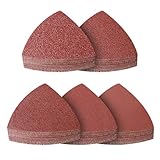 PMIQSA 100 Stück Deltaschleifer Schleifpapier Dreieckschleifer 93x93x93mm Schleifdreiecke 40 80 120...