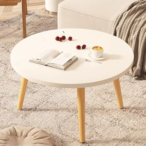 HXNXSY ローテーブル 円型 ちゃぶ台 木製 テーブル 円形卓上 組立簡単 ミニテーブル ベッドテーブル 一人暮らし テーブル 傷防止フットマット フロアテーブル 携帯便利 広々とした卓上 無垢材の脚 お手入れ簡単 丈夫で安定感がある(真白,30x30