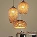 Lustre Industriel 3 Lampes Suspendue Bambou Tissé À La Main Lampe Vintage Pendentif Rotin Lampe À Suspension Abat-Jour En Osier Naturel Luminaire Plafonnier E27 Pour Chambre Salon Cuisine Salle