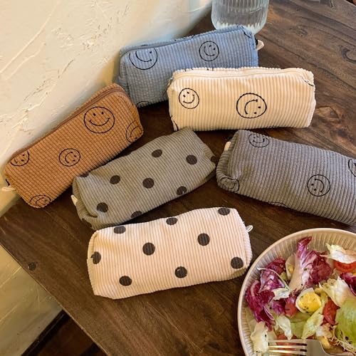 Image of Pencil Case Lightweight Aesthetic Pen Case Office College School Storage Bag Pouch Holder Box Organizer Makeup Pouch Cosmetic Bag for Girls Boys Kids (Smile-Brown)