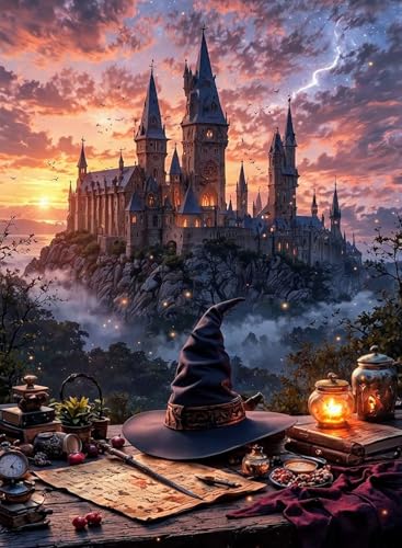 Paint by Numbers for Adults and Kids Beginner, Magic Castle Painting by Number Kits On Canvas,...