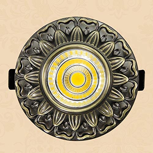 GYZLZZB Modelo vintage europeo redondo empotrado proyectores industrial retro 3W/5W LED Downlights interior pasillo escaleras salón encimera tienda lámparas de panel de techo decorativo