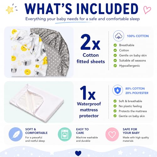 Draps housse bébé 83x50 coton doux lits cododo alèse étanche