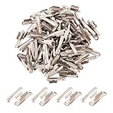 Craftdady 100Pcs Iron Barbs for Elastic Cord 3.2x1.6mm Platinum Half Cover Cord Lock Ends Metal Barbs Elastic Barbed Cord Fastener Stopper Clip Crimp End Caps for Binding Webbing Sewing Crafts