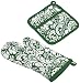 DII 100% Cotton, Machine Washable, Everyday Kitchen Basic, Damask Printed Oven Mitt and Pot Holder Gift Set, Dark Green