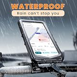 GRAND PITSTOP Wodoodporny uchwyt na telefon motocyklowy z bezprzewodową podkładką ładującą, solidna mobilna podstawa, ochrona telefonu 360°, aluminiowy uchwyt zaciskowy, czarny