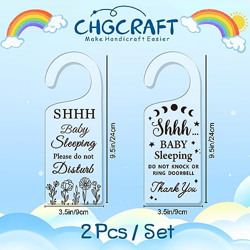 Image of CHGCRAFT 2Pack Baby Sleeping Door Hanger - Acrylic Notice Cute Baby Room Sign Decorations for Home, Living Room, Bedroom, Kindergarten - Gift for Parents
