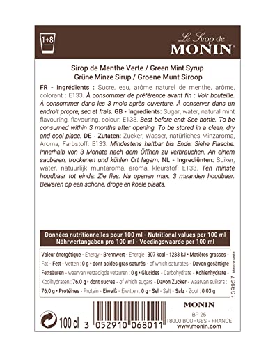 Monin Premium Green Mint Syrup 1 L - Imagen 6