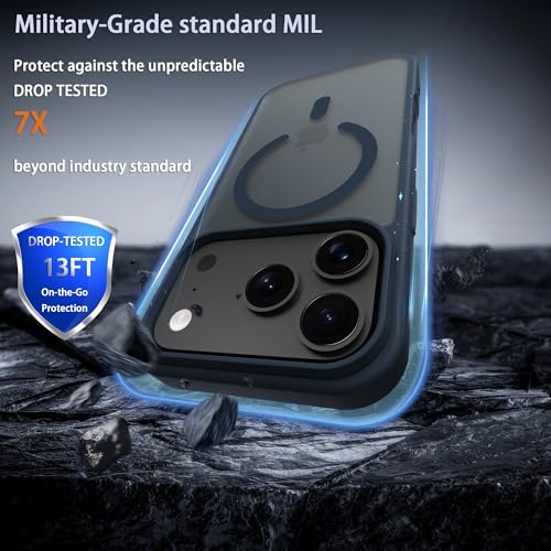 Image of Magnetic for iPhone 17 Pro Phone Case, [Compatible with MagSafe], Screen Protector X1, [Military Grade Drop Protection],Matte Finish,Slim,Shockproof,Protective (Deep Blue, iPhone 17 Pro)