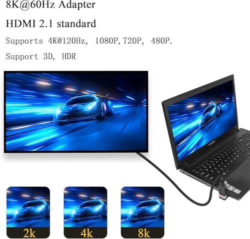 Image of Etzin HDMI Male to Female Adapter 8K 270 Degree Angle HDMI 2.1 Down 90 Degree Extension L-Shape Support 8K@60Hz /4K@120Hz HDR for TV Projector Laptop EPL-1407CC.