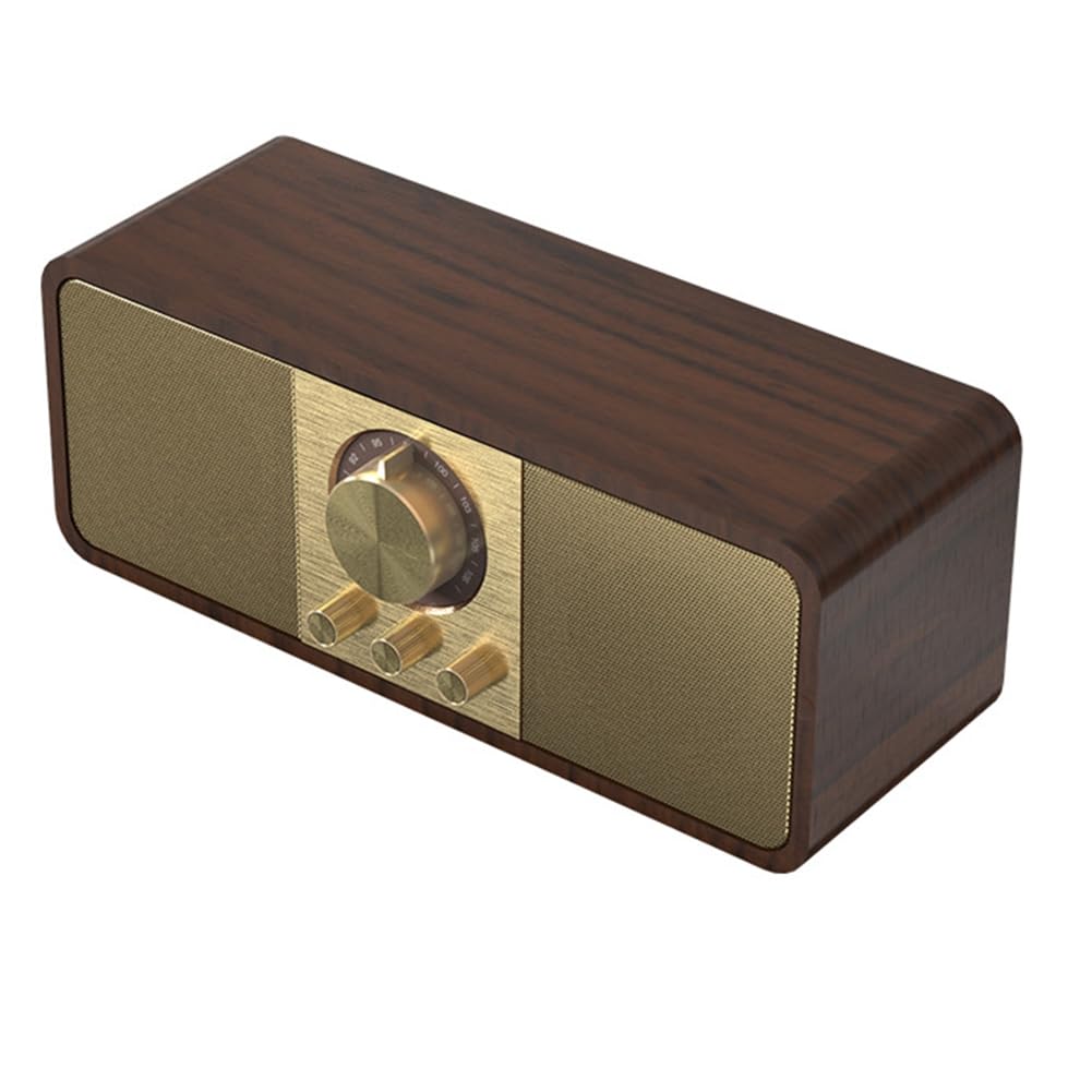 Radio FM Portable Rétro en Bois, Récepteur sans, Stéréo Hi-FI, Haut-Parleurs Bluetooth, Support Carte TF/Disque Auxiliaire A