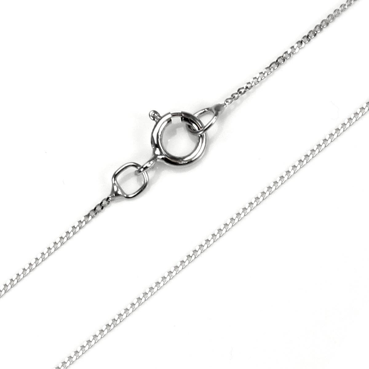 jewellerybox Chaîne Mailles Gourmette en Or Blanc 9 Carats - 41, 46 ou 51cm