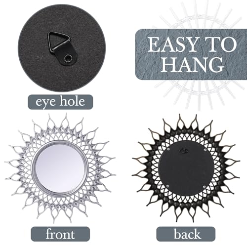Namalu 6 Pcs Sunburst Mirror for Wall Decor, Small Circle Sun Espejos Decorative Mirror Hanging for Art Entryway Home Decor Bathroom Bedroom Living Room(Classic,Silver) - Cosy Home Interiors Namalu 6 Pcs Sunburst Mirror for Wall Decor, Small Circle Sun Espejos Decorative Mirror Hanging for Art Entryway Home Decor Bathroom Bedroom Living Room(Classic,Silver) - Image 5