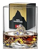 Alpinte - Premium Whisky Glas 200 ml (1 Stück) – Glas mit Bergen drin, handgefertigt & mundgeblasen aus Borosilikatglas, Tumbler für Whiskey, Scotch & Rum, berg geschenk für männer