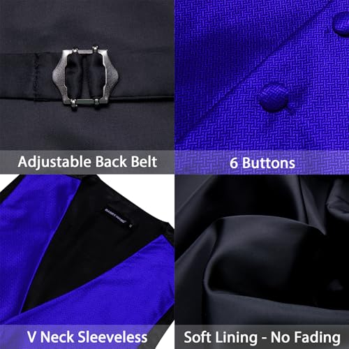 Image of Barry.Wang Men's Suit Vest Tie Bowtie Set Formal Silk Paisley Waistcoat Hanky Cufflinks Lapel Pin Set Wedding Party 7PCS