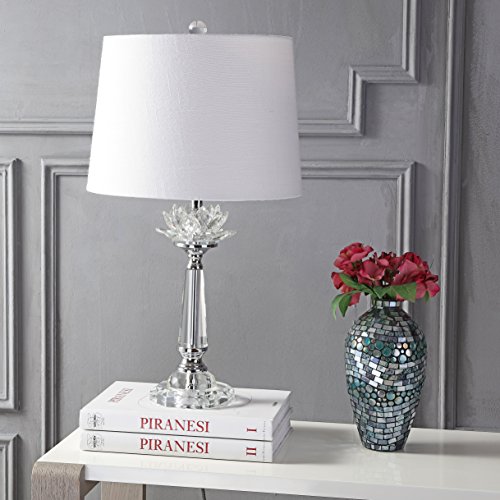 JONATHAN Y 24.5" Clear Crystal LED Table Lamp, Hollywood Regency Modern Glam Candlestick Lamp with White Linen Drum Shade for Living Room Bedroom, LED Bulb Included JYL2016A by JONATHAN Y - Image 8
