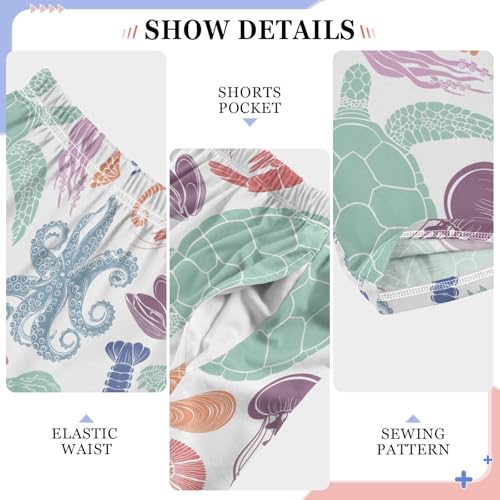 Boys' Pants Sea Turtle Starfish Seashells Colorful Long Bottoms Jogger Pants Elastic Waist Trousers with Pockets S-XL4