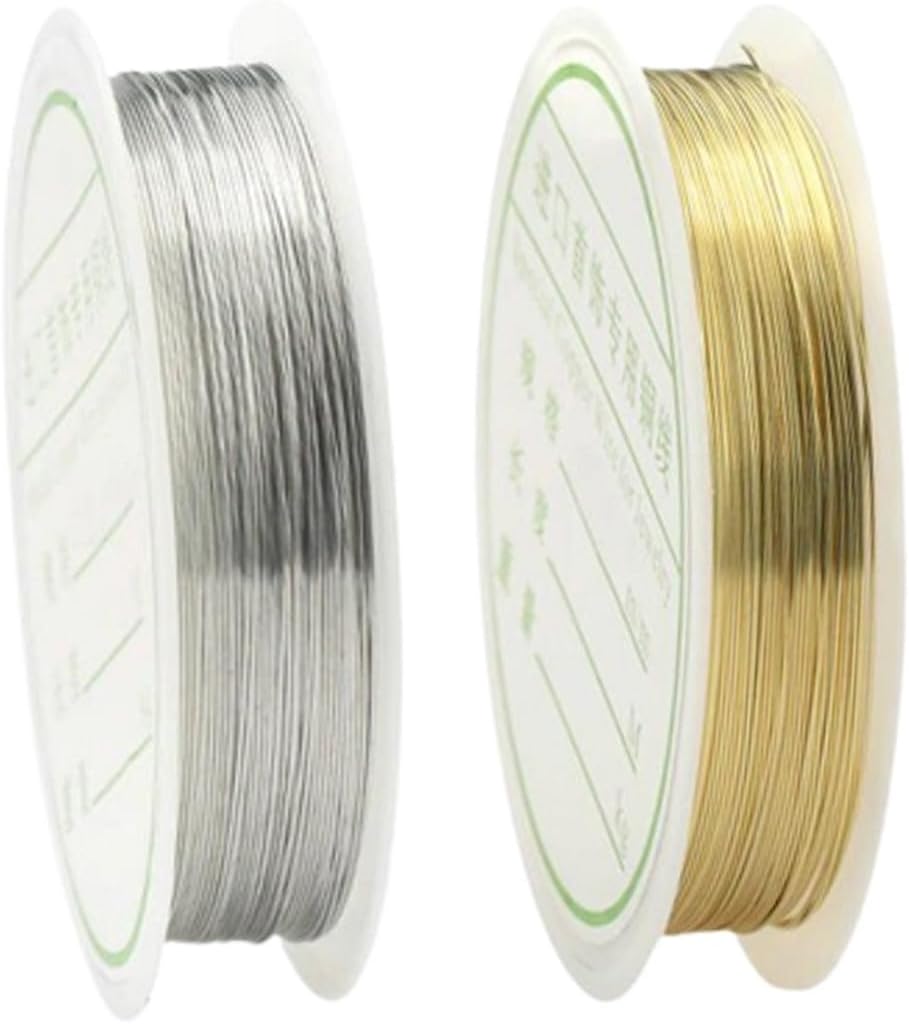 Copper Metallic String Wire Resistant Strong Line for Jewellery Making/Earring/Necklace/Bracelet/Beading/Art DIY Projects & Other Crafts (1, Gold & Silver, 0.4 mm)