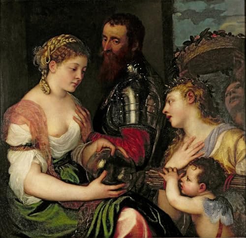 Cuadro decorativo para pared de Tiziano Vecelli: pintura en lienzo de 60x90cm para dormitorio