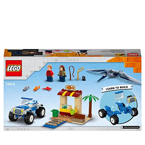 LEGO 76943 Jurassic World La Course-Poursuite du Ptéranodon, Dinosaures Jouet, Voiture et Figurines, avec Dino Ptéranodon, pour Enfants de 4 Ans et Plus