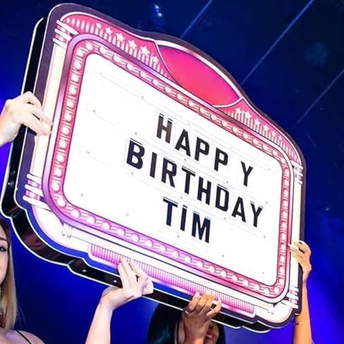 ylpddmm Caja de Luz,Letras Led,Presentador de Botellas con Letras LED, Caja de luz de Cine de Feliz cumpleaños con Letras cambiables, señales de luz para Club,Whitelight