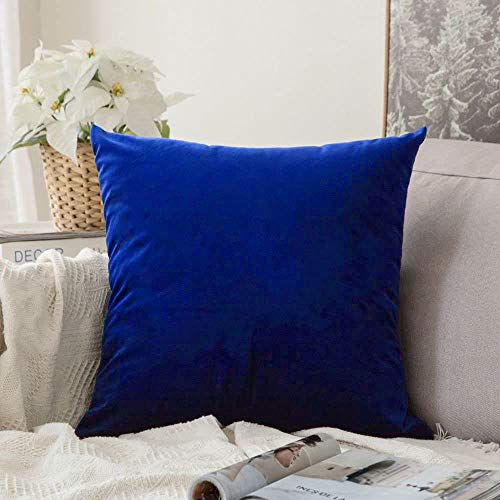 Image of Khooti Velvet Cushion Cover Pack of 1-18 inch x 18 inch / 46 x 46 cm - Royal Blue - Soft Pillow Covers Cushion Case for Sofa Bedroom Livingroom Chair Car, Cushion Cover