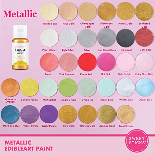 Image of Sweet Sticks Edible Art Decorative Cake Paint 0.5 Ounce (15 Milliliters), Metallic Sunkissed Gold