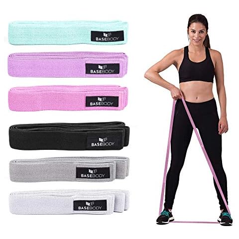 Basebody Long Fabric Resistance Bands Set of 3, Stretch Elastic Bands with 3 Resistance Levels, Cloth Loop Resistance Bands for Full Body Workout, Pull Up Assistance, , Physio, Yoga, Pilates Cover