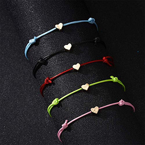 Image of Friendship Charm Adjustable Bracelets with Message Card (Set of 5); Perfect Jewelry Gift for Friends & Family