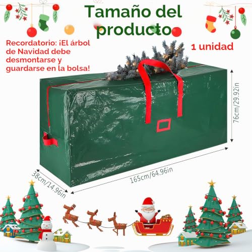 Miniatura 7 de Ximey Bolsa Arbol Navidad, Bolsa Para Guardar Árbol De Navidad Impermeable, Grande Bolsa De Almacenamiento Para Árbol De Navidad, Funda Arbol De Navidad, Bolsa Arbol Navidad Verde-165x38x76cm