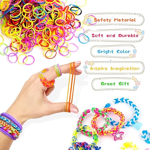 2500+ Loom Bänder Set, 40 Rastern Bunte Gummibänder Kit für Armbänder, DIY Elastisches Loombänder Kinder Armband Basteln mit Perlen Haken Charms Aufbewahrungsbox für Anfänger Junge Mädchen Geschenk