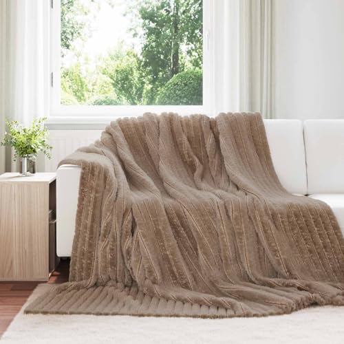 Jeté Camel Solivagant 240x220 cm Toison grand plaid lit double 1.8KG